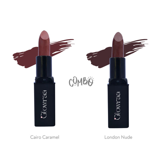 Black Luxe Matte Lipstick | Cairo Caramel + London Nude