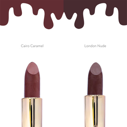 Gold Halo Matte Lipstick | London Nude + Cairo Caramel