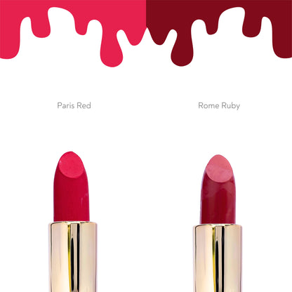 Gold Halo Matte Lipstick | Paris Red + Rome Ruby