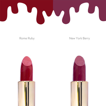 Gold Halo Matte Lipstick | New York Berry + Rome Ruby